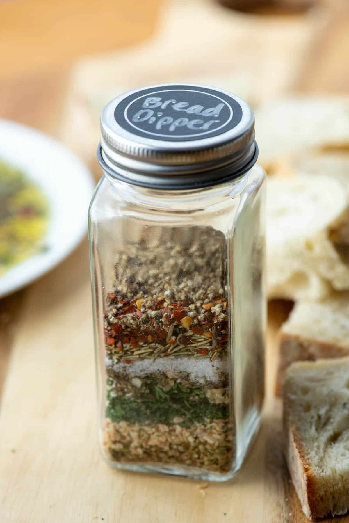 Jar of bread dipper seasoning