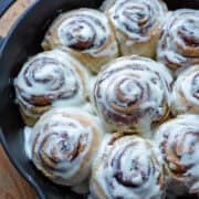 9 Cinnamon Rolls in Cast Iron Pan