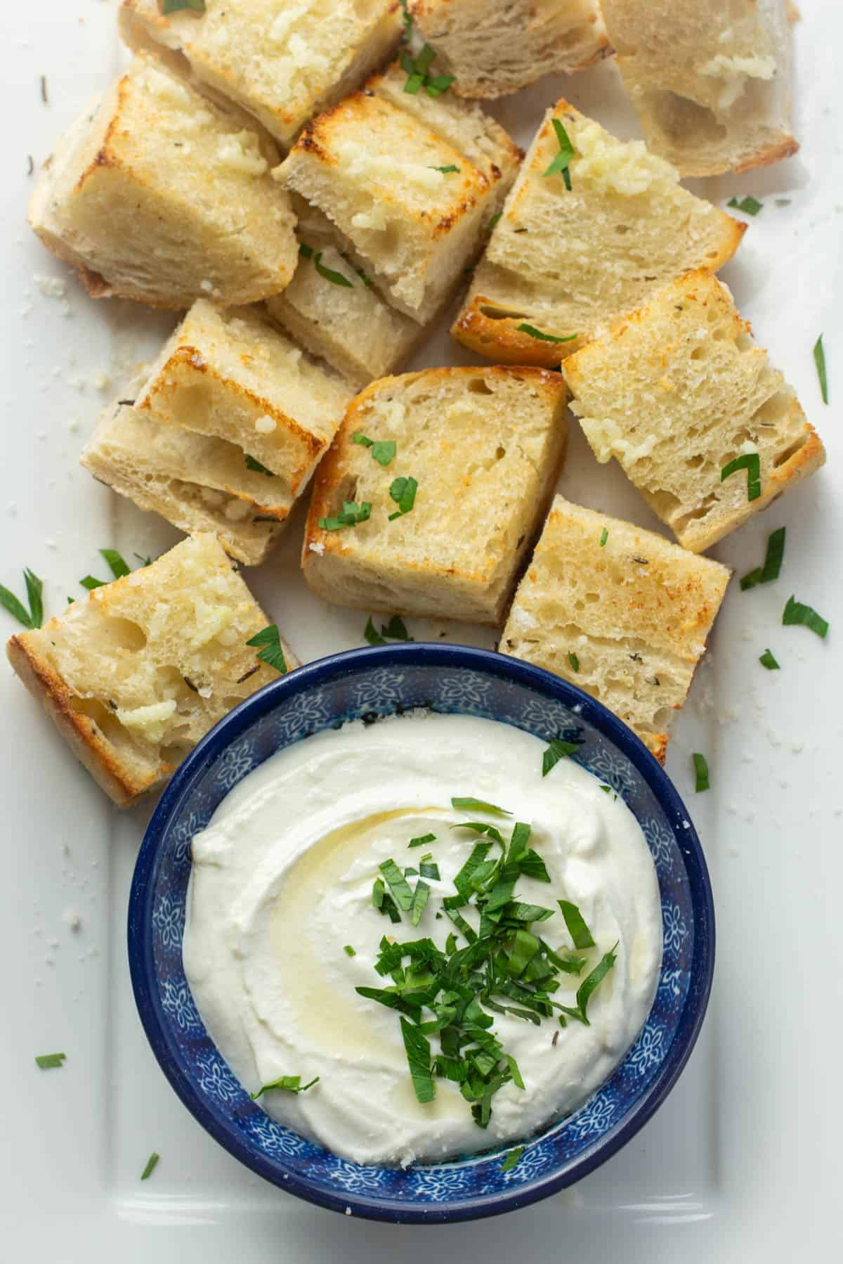 Whipped Ricotta Truffle Oil with Garlic Bread