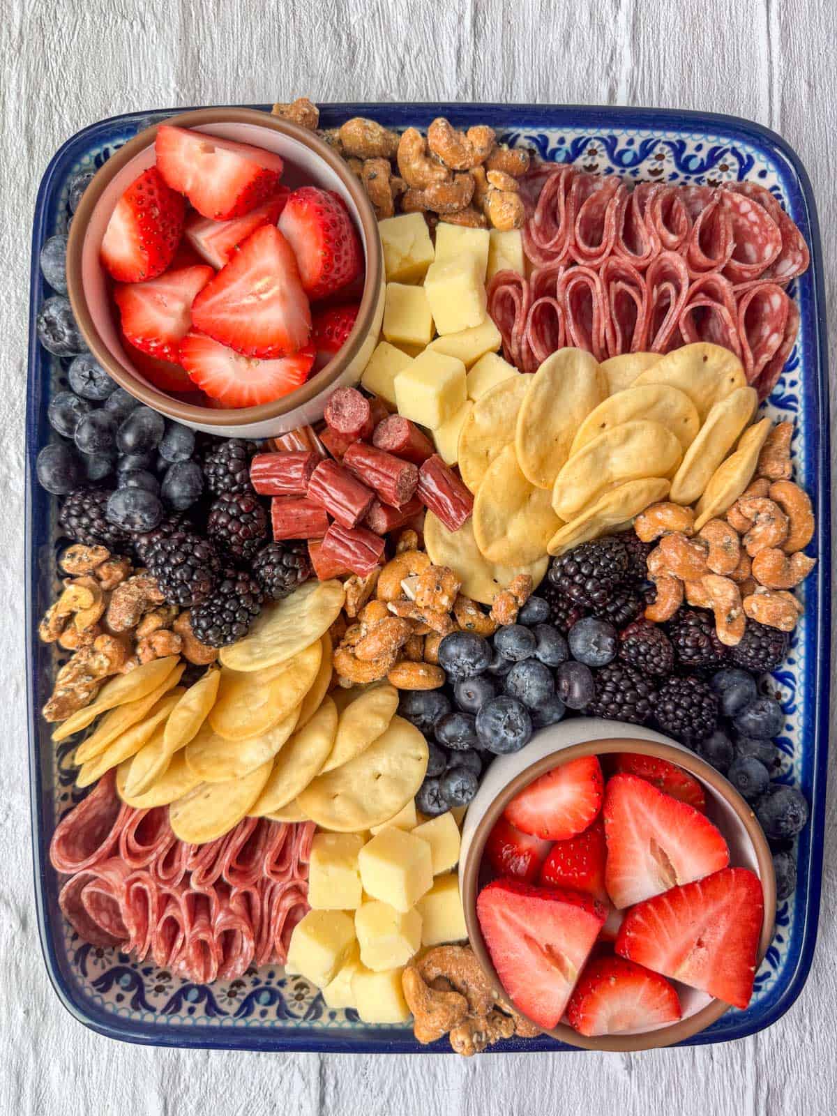 Overhead photo of a Charcuterie Board made from ingredients from Aldi