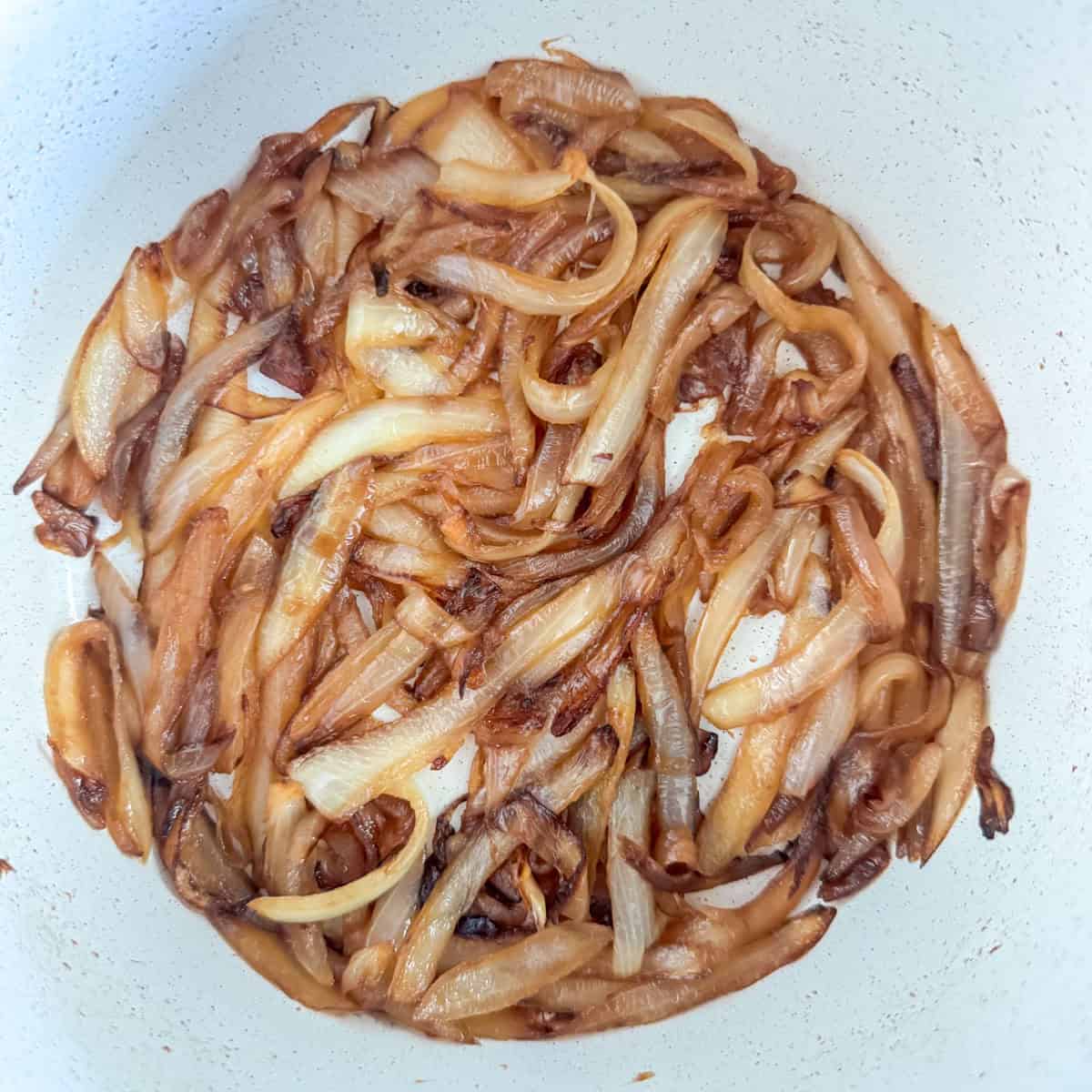 Caramelized onions in pan