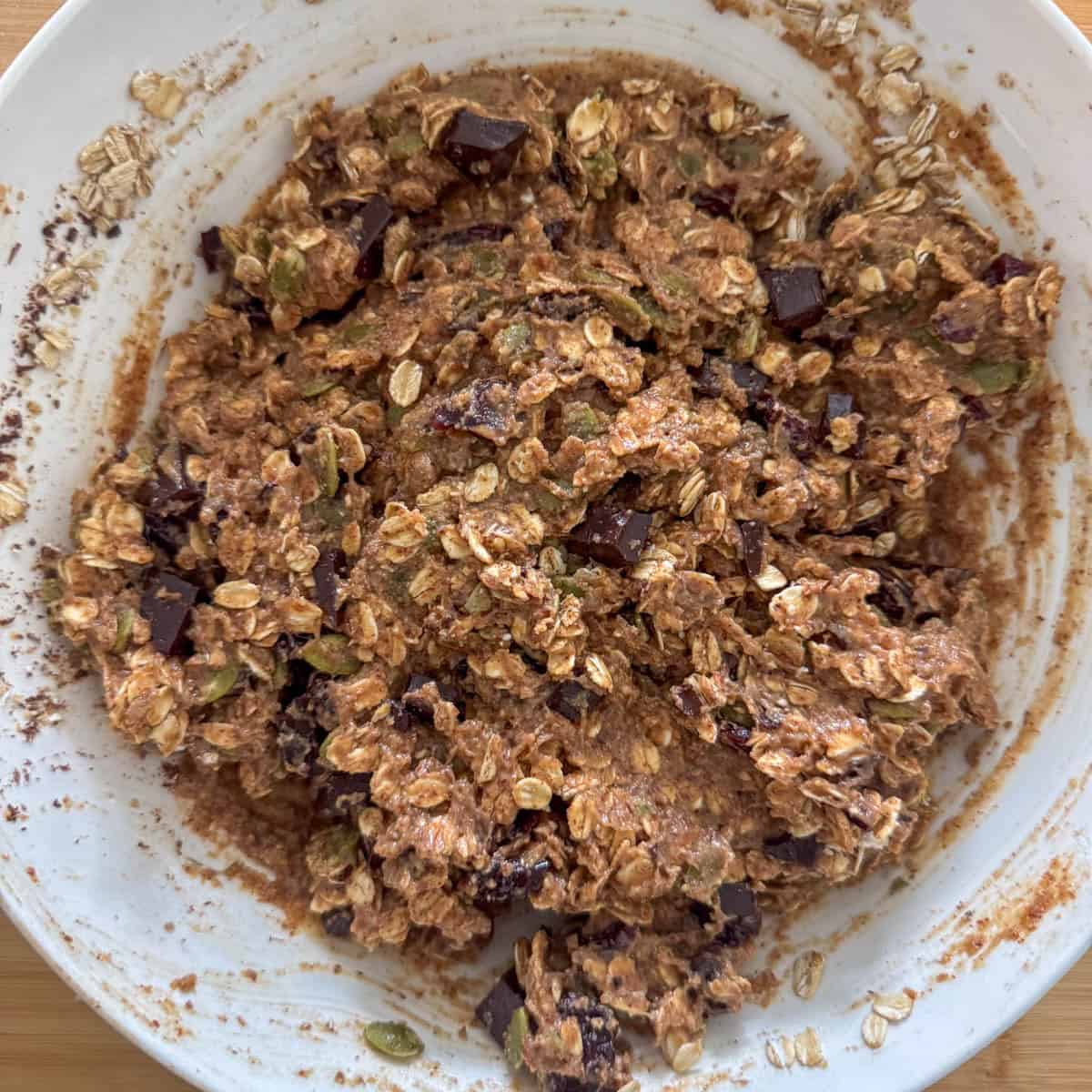 All ingredients mixed together in a mixing bowl