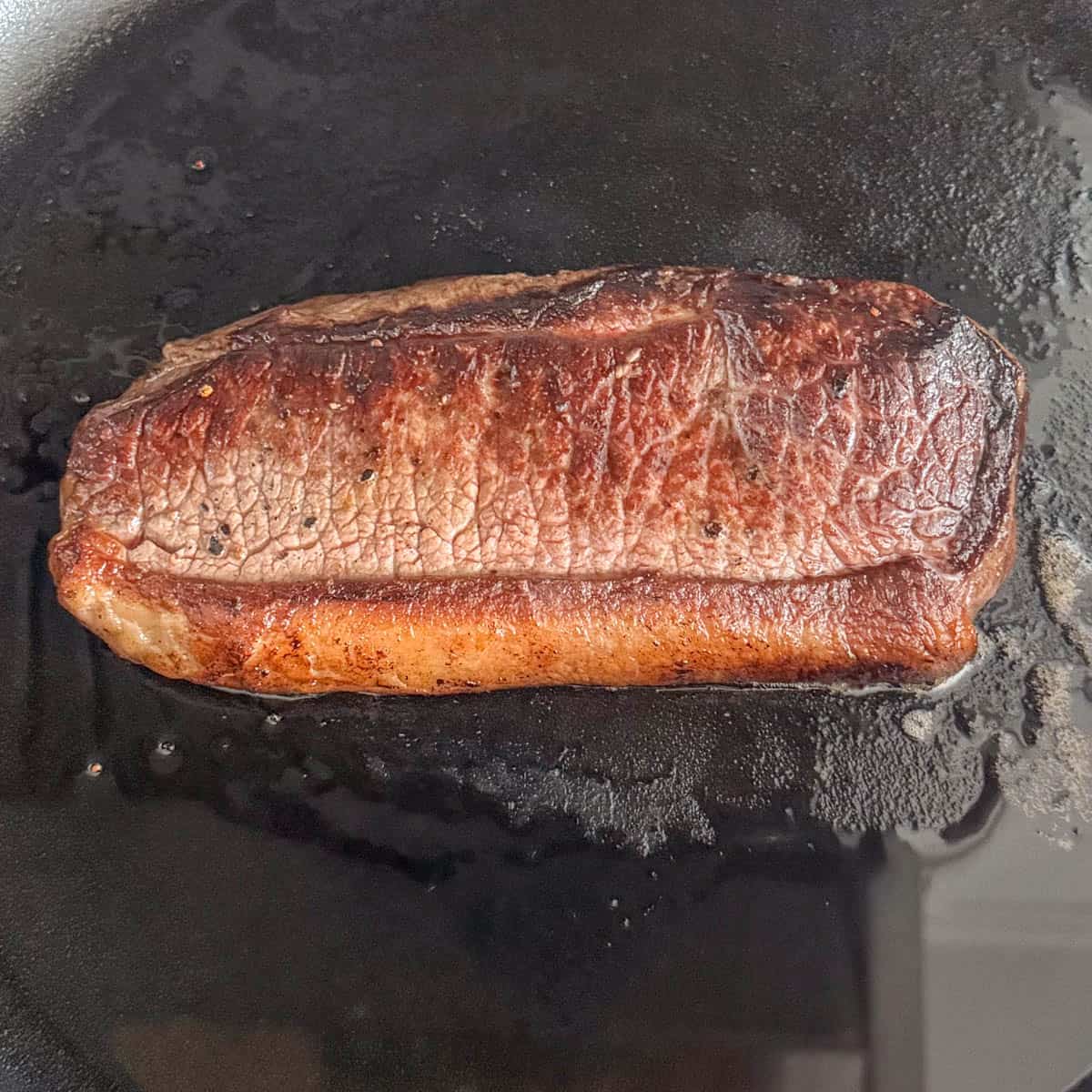 Close up of pan seared top sirloin steak