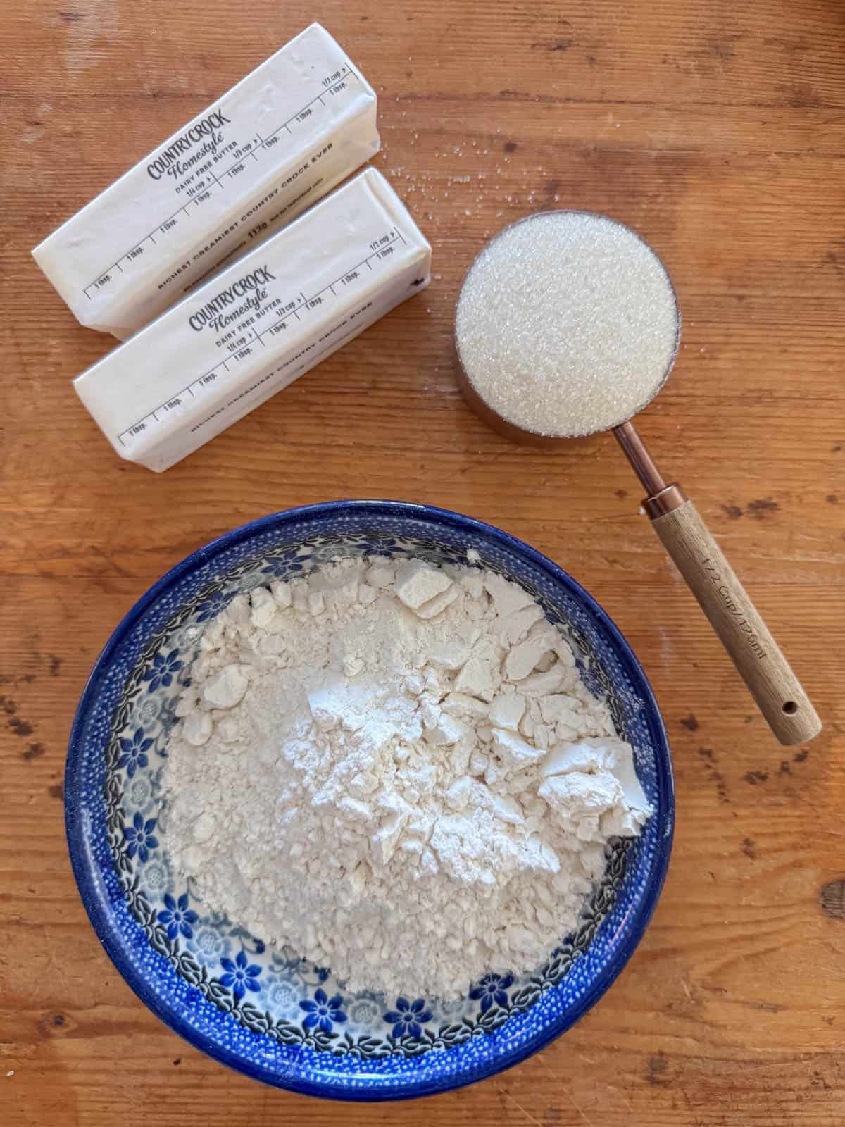 Ingredients needed to make dairy free shortbread cookies